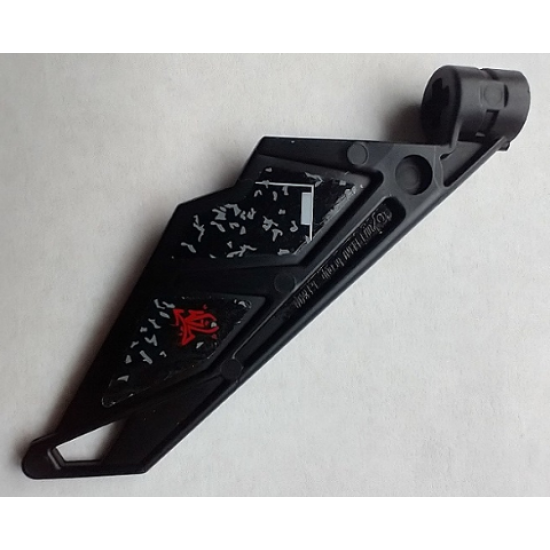 Bionicle Wing Small / Tail with Axle Hole with Damaged Panel with Gray Holes and Red Symbol Pattern Model Left Side (Stickers) - Set 5972