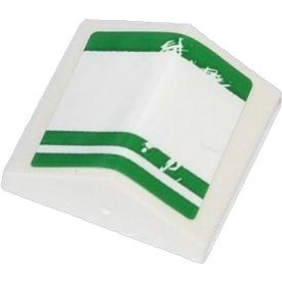 Slope 33 2 x 2 Double with 3 Worn Green Lines Pattern (Sticker) - Set 70809