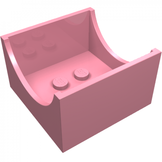 Container Box 4 x 4 x 2 Bottom with Semicircle Cutout Ends