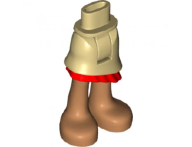 Mini Doll, Legs with Hips and Skirt Asymmetric Layered, Red Ruffle, Medium Nougat Legs and Feet Pattern