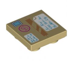 Tile, Modified 2 x 2 Inverted with Package Box Top with Postage Stamp, Packing Tape and Address Labels Pattern