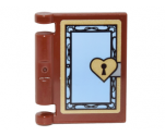Minifigure, Utensil Book Cover with Bright Light Blue Front, Gold Border and Heart Key Lock Pattern (Sticker) - Set 41067