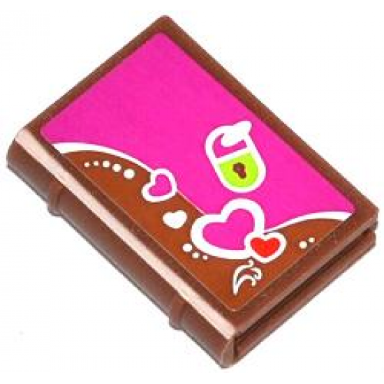 Minifigure, Utensil Book 2 x 3 with Hearts and Lime Lock Pattern (Sticker) - Set 41039