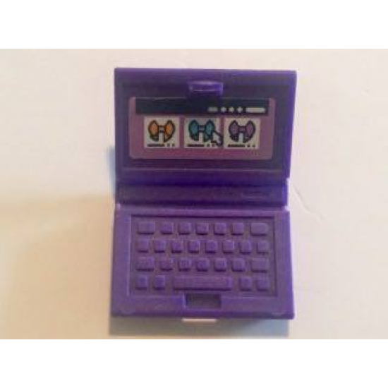 Minifigure, Utensil Computer Laptop with Three Bows and Mouse Pointer on Screen Pattern (Sticker) - Set 41115