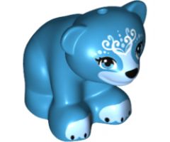 Bear, Friends / Elves, Baby Cub, Sitting with Black Nose, White Face Decorations and Medium Blue Paws and Muzzle Pattern (Blubeary)