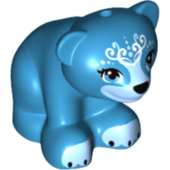 Bear, Friends / Elves, Baby Cub, Sitting with Black Nose, White Face Decorations and Medium Blue Paws and Muzzle Pattern (Blubeary)