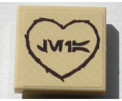 Tile, Modified 2 x 2 Inverted with Aurebesh Characters 'LEIA' and Heart Pattern (Sticker) - Set 10236