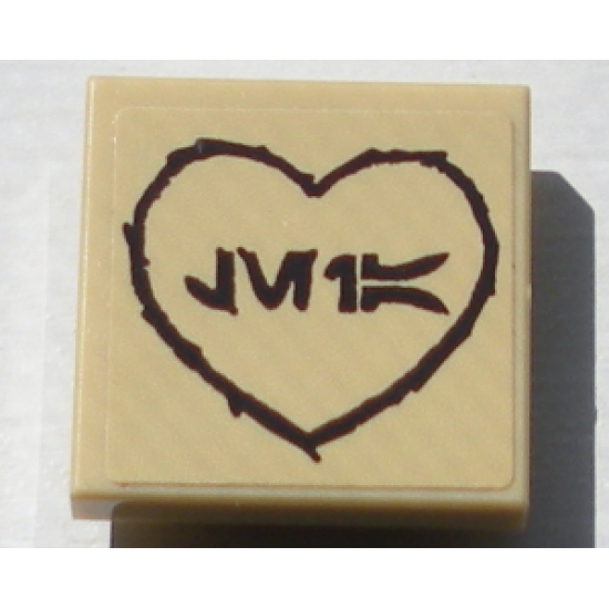 Tile, Modified 2 x 2 Inverted with Aurebesh Characters 'LEIA' and Heart Pattern (Sticker) - Set 10236