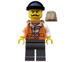 Police - City Bandit Male with Orange Vest, Black Knit Cap, Moustache Curly Long