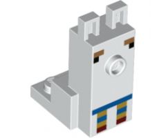 Animal, Body Part Creature Head Pixelated with Elongated Face and One Stud, Dark Tan Eyes and Blue Collar Pattern (Minecraft Alpaca / Llama)