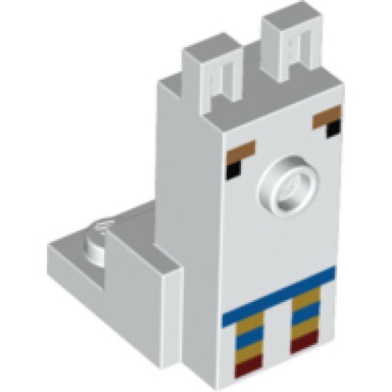Animal, Body Part Creature Head Pixelated with Elongated Face and One Stud, Dark Tan Eyes and Blue Collar Pattern (Minecraft Alpaca / Llama)