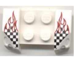 Vehicle, Mudguard 2 x 4 with Headlights Overhang with Checkered Flame Pattern on Both Sides (Stickers) - Set 8121
