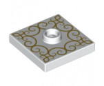 Plate, Modified 2 x 2 with Groove and 1 Stud in Center with Gold Lace Pattern (Rug)