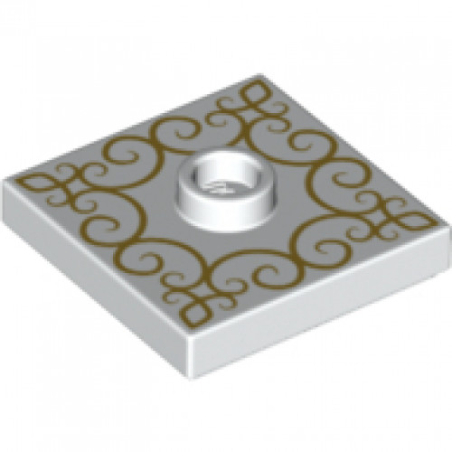 Plate, Modified 2 x 2 with Groove and 1 Stud in Center with Gold Lace Pattern (Rug)