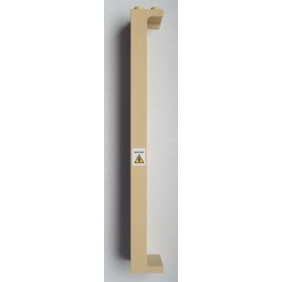 Support 2 x 2 x 13 with 5 Pin Holes with Electricity Danger Sign Pattern on Right Side (Sticker) - Set 8639