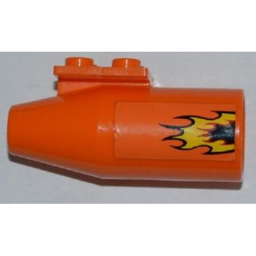 Aircraft Engine Smooth Large, 2 x 2 Thin Top Plate with Yellow Flames Pattern Model Right Side (Sticker) - Set 7971