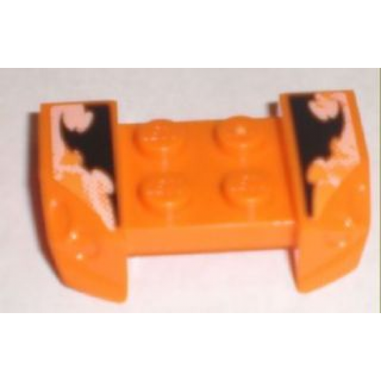 Vehicle, Mudguard 2 x 4 with Headlights Overhang with Orange and Black Decorative Pattern on Both Sides (Stickers) - Set 8211