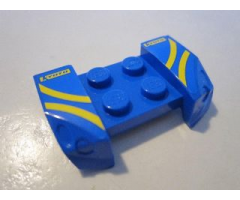 Vehicle, Mudguard 2 x 4 with Headlights Overhang with Yellow Stripes and 'KYOTO' on Blue Background Pattern on Both Sides (Stickers) - Set 8495