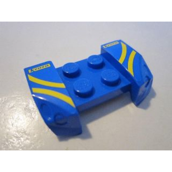 Vehicle, Mudguard 2 x 4 with Headlights Overhang with Yellow Stripes and 'KYOTO' on Blue Background Pattern on Both Sides (Stickers) - Set 8495
