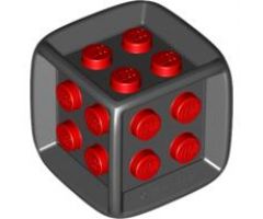 Die Cube with Rubber Frame and Red 2 x 2 Studs on All Sides