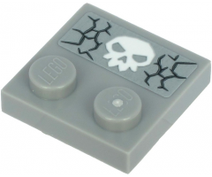 Tile, Modified 2 x 2 with Studs on Edge with White Skull and Cracks Pattern (Sticker) - Sets 71717 / 71721