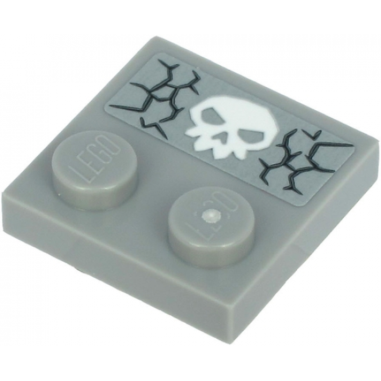 Tile, Modified 2 x 2 with Studs on Edge with White Skull and Cracks Pattern (Sticker) - Sets 71717 / 71721