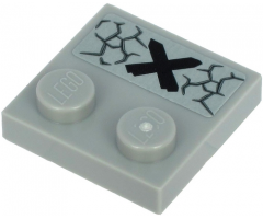 Tile, Modified 2 x 2 with Studs on Edge with Black Cross and Cracks Pattern (Sticker) - Sets 71717 / 71721