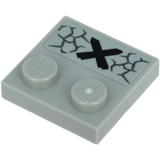 Tile, Modified 2 x 2 with Studs on Edge with Black Cross and Cracks Pattern (Sticker) - Sets 71717 / 71721