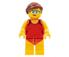 Beachgoer - Red Female Swimsuit and Light Blue Glasses