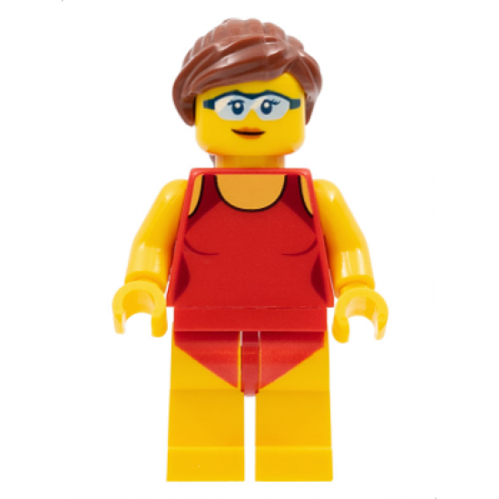Beachgoer - Red Female Swimsuit and Light Blue Glasses