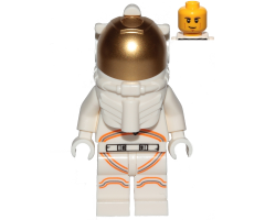 Astronaut - Male, White Spacesuit with Orange Lines, Smirk, Cheek Lines, Black and Dark Tan Eyebrows
