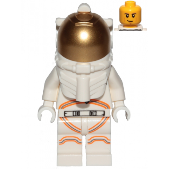 Astronaut - Male, White Spacesuit with Orange Lines, Smirk, Cheek Lines, Black and Dark Tan Eyebrows