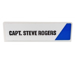 Panel 1 x 4 x 1 with Blue Triangle and 'CAPT. STEVE ROGERS' Pattern Model Left Side (Sticker) - Set 76076