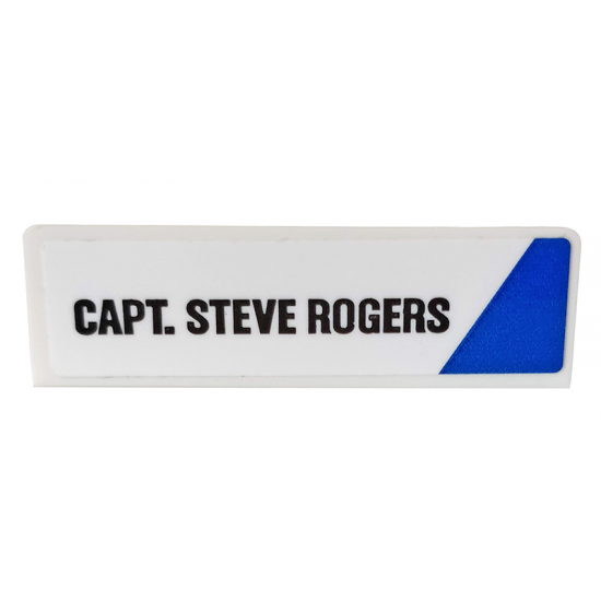 Panel 1 x 4 x 1 with Blue Triangle and 'CAPT. STEVE ROGERS' Pattern Model Left Side (Sticker) - Set 76076