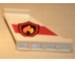 Tail 4 x 1 x 3 with Fire Logo Badge on Red Stripe Pattern on Both Sides (Stickers) - Set 60010