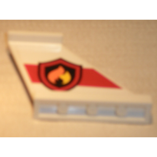 Tail 4 x 1 x 3 with Fire Logo Badge on Red Stripe Pattern on Both Sides (Stickers) - Set 60010