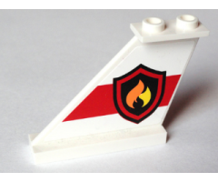 Tail 4 x 1 x 3 with Fire Logo Badge on Red Stripe Pattern Model Left Side (Sticker) - Set 60005