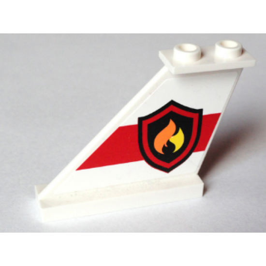 Tail 4 x 1 x 3 with Fire Logo Badge on Red Stripe Pattern Model Left Side (Sticker) - Set 60005