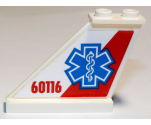 Tail 4 x 1 x 3 with EMT Star of Life and '60116' on Red and White Background Pattern on Left Side (Sticker) - Set 60116