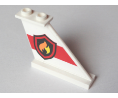 Tail 4 x 1 x 3 with Fire Logo Badge on Red Stripe Pattern Model Right Side (Sticker) - Set 60005