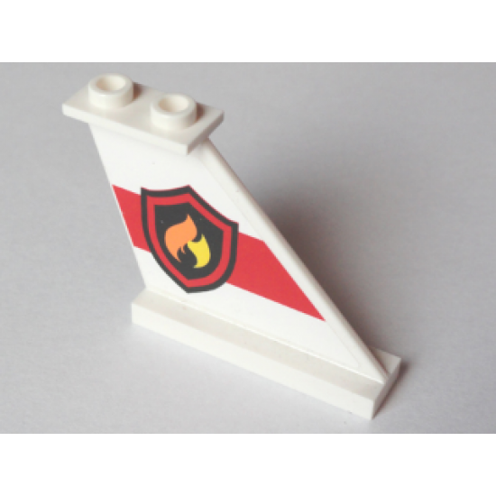 Tail 4 x 1 x 3 with Fire Logo Badge on Red Stripe Pattern Model Right Side (Sticker) - Set 60005