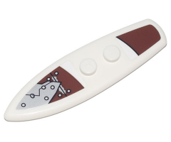 Minifigure, Utensil Surfboard Standard with Silver Metal Plates and Rivets on Reddish Brown Background Pattern (Stickers) - Set 70840