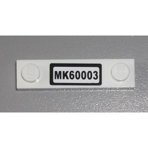 Plate, Modified 1 x 4 with 2 Studs without Groove with 'MK60003' License Plate Pattern (Sticker) - Set 60003
