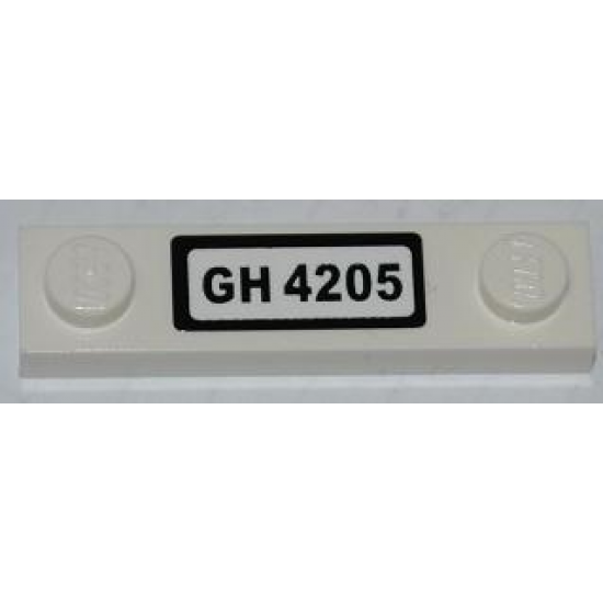 Plate, Modified 1 x 4 with 2 Studs without Groove with 'GH 4205' License Plate Pattern (Sticker) - Set 4205