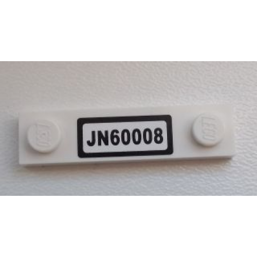 Plate, Modified 1 x 4 with 2 Studs without Groove with 'JN60008' License Plate Pattern (Sticker) - Set 60008