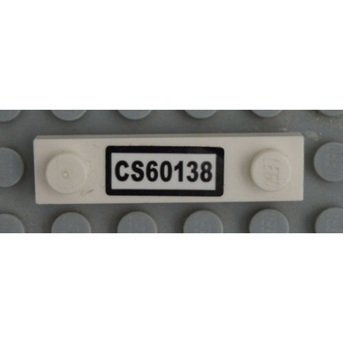 Plate, Modified 1 x 4 with 2 Studs without Groove with 'CS60138' License Plate Pattern (Sticker) - Set 60138