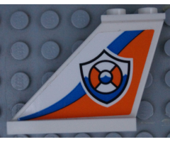 Tail 4 x 1 x 3 with Coast Guard Logo on Orange and Blue Curved Stripes Pattern Model Left Side (Sticker) - Set 60164