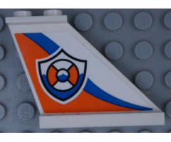 Tail 4 x 1 x 3 with Coast Guard Logo on Orange and Blue Curved Stripes Pattern Model Right Side (Sticker) - Set 60164