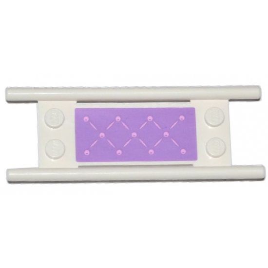 Minifigure, Utensil Stretcher without Bottom Hinges with Medium Lavender Mattress with Bright Pink Buttons Pattern (Sticker) - Set 41036