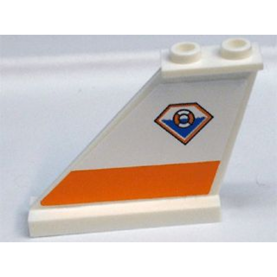 Tail 4 x 1 x 3 with Coast Guard Pattern on Left Side (Sticker) - Set 7738